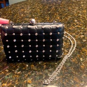 Ladies BEBE MiniClutch w/metal studs and rhinestones
